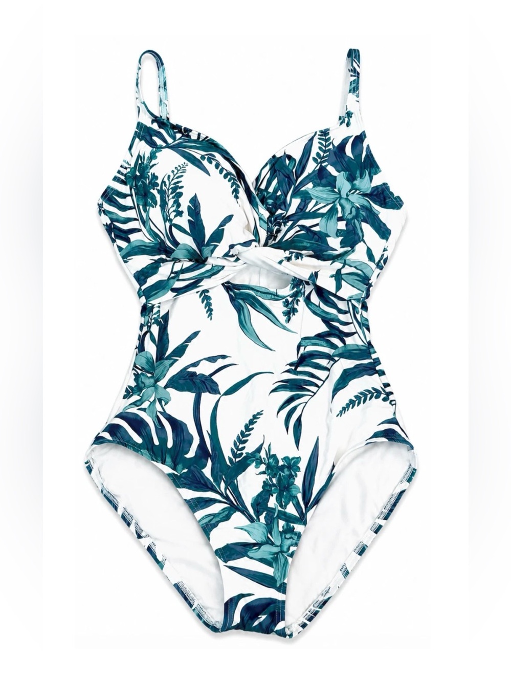 NWT SOMA PALM PERFECT COCONUT TWIST FRONT KEYHOLE ONE PIECE SWIMSUIT SZ 16